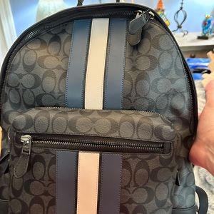 COACH WEST BACKPACK IN SIGNATURE CANVAS WITH VARSITY STRIPE